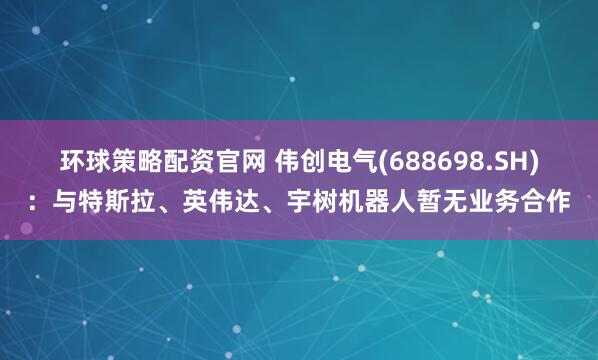 环球策略配资官网 伟创电气(688698.SH)：与特斯拉、英伟达、宇树机器人暂无业务合作