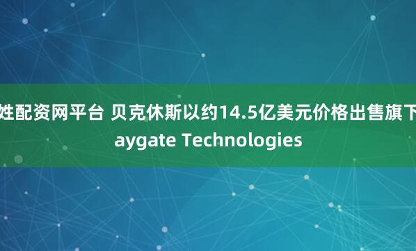 百姓配资网平台 贝克休斯以约14.5亿美元价格出售旗下Waygate Technologies